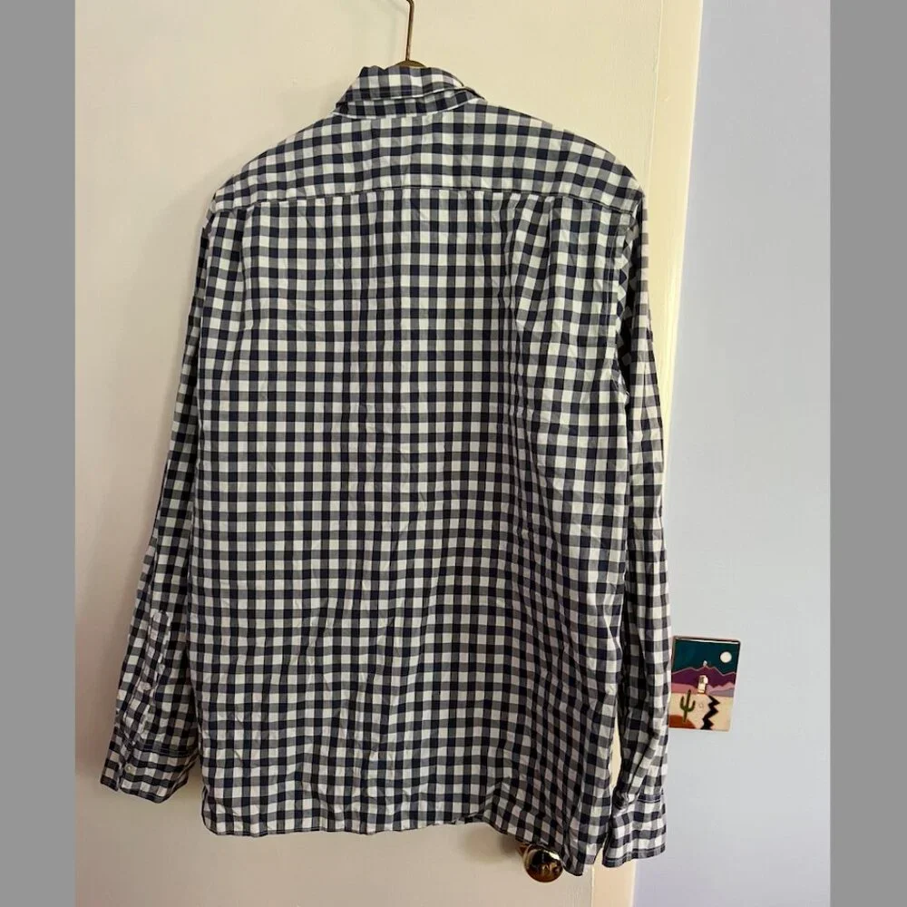 NWOT JCrew Men's Secret Wash organic cotton poplin shirt, Navy, XL - Picture 2 of 7